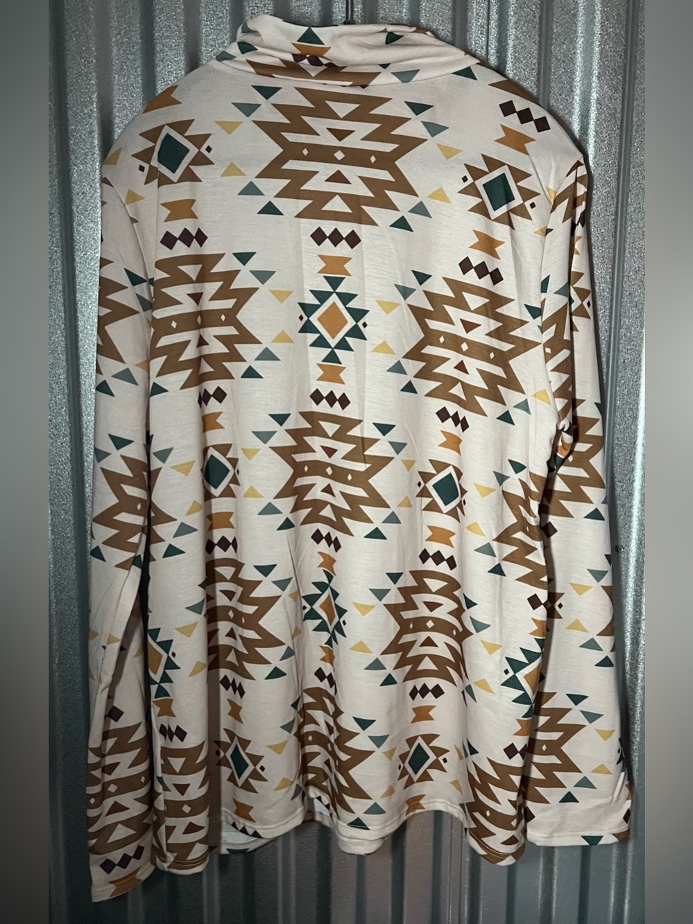 Cream Aztec Print Zip-Up Top Rolling Ranch NWOT 3X - Picture 2 of 4
